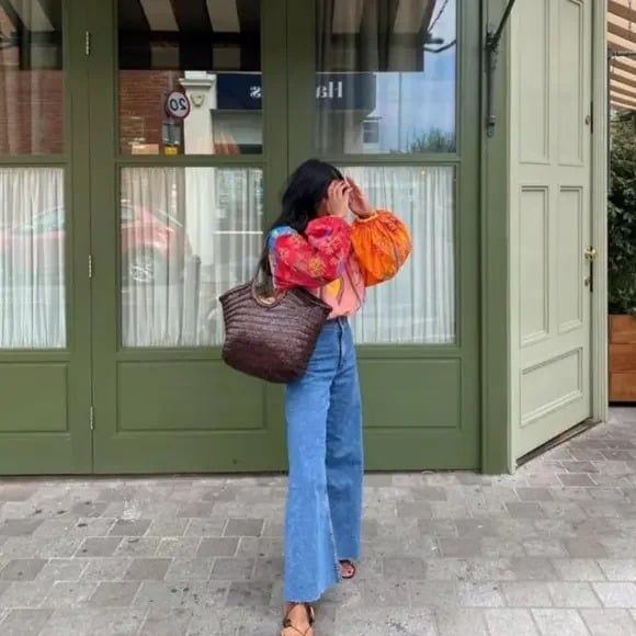 4 Zara Wide Leg High Waist Crop Denim Jeans Raw Hem - Picture 2 of 9